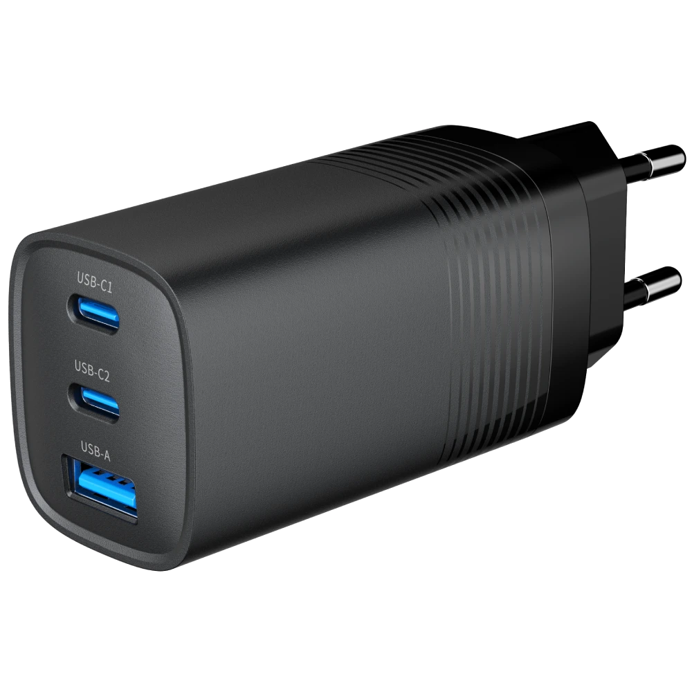 Мережевий зарядний пристрій Gembird TA-UC-PDQC65-01-BK (USB Type A + USB Type C)