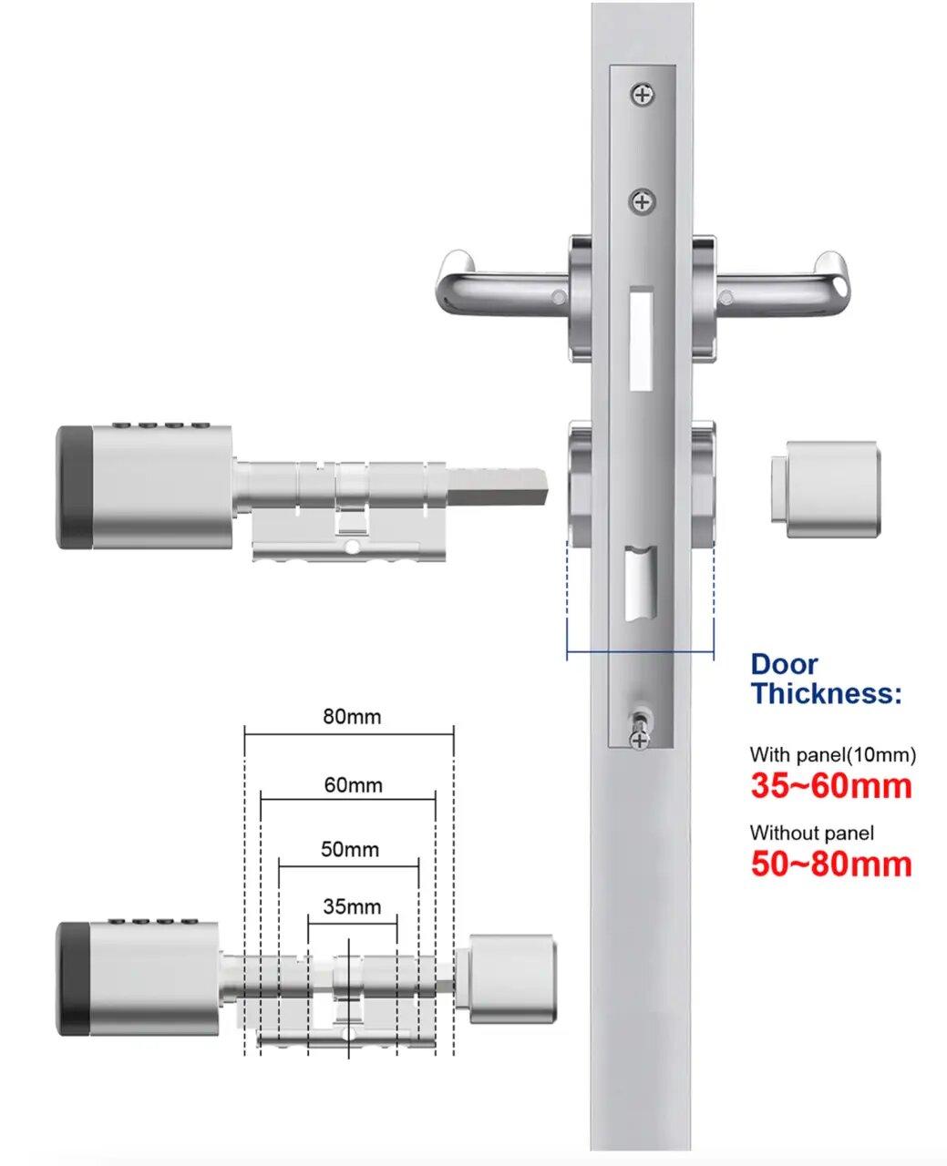 PES Cylinder Silver 35x35 мм кодовий смарт-циліндр для замка — фото 8