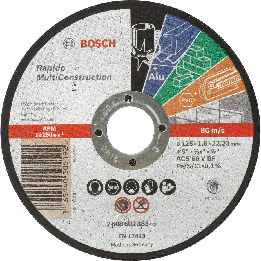 Відрізний круг для металу Bosch Multi Construction Rapido 125x1.6x22.2