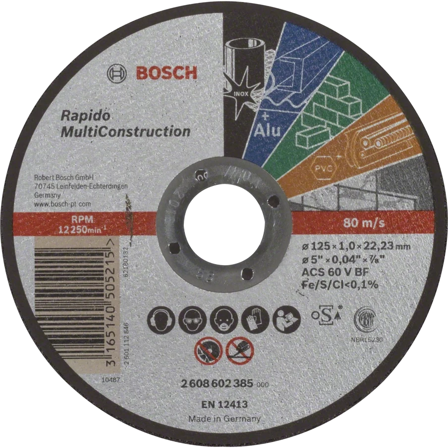 Відрізний круг по металу Bosch Multi Construction Rapido 125x1.0x22.2