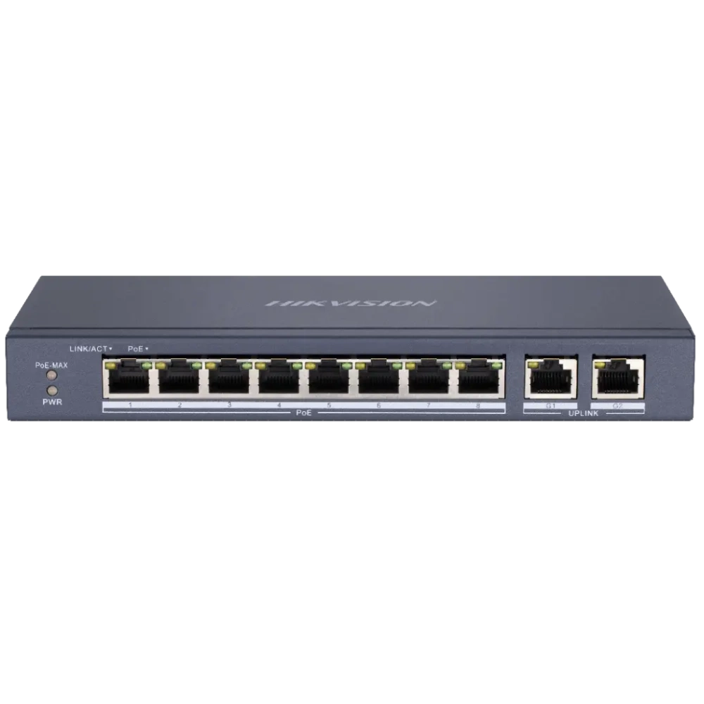 Комутатор 10 портів некерований Hikvision DS-3E0310P-E/M(B) PoE