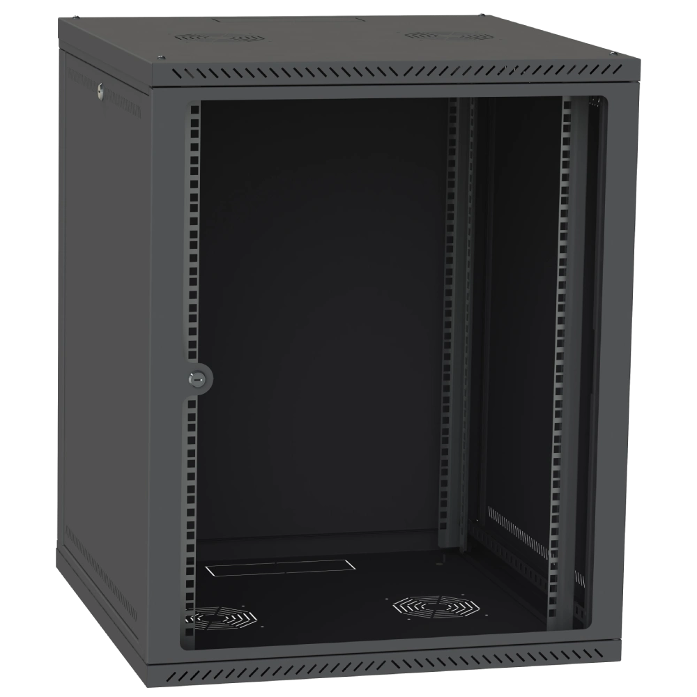 Шафа телекомунікаційна двері скло (чорна) IPCOM СН-18U 600х600