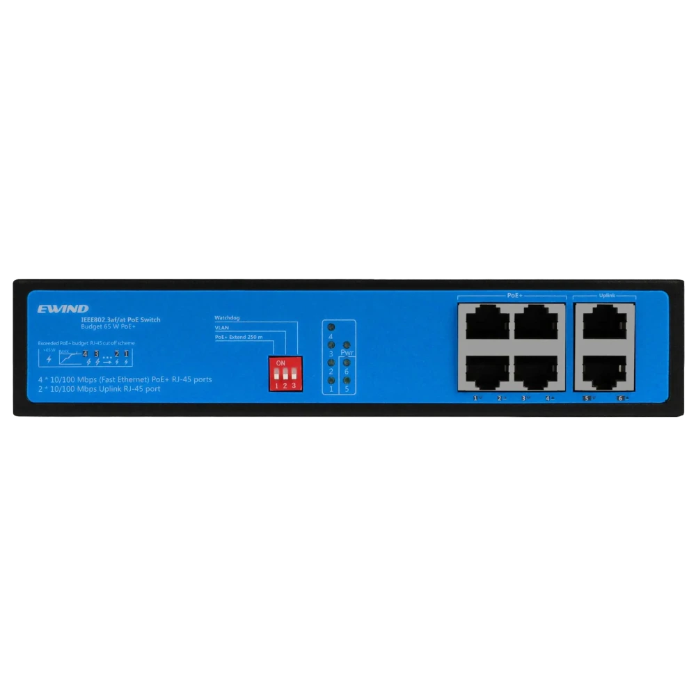 Комутатор 6 портів некерований Ewind EW-S1906CF-AP POE
