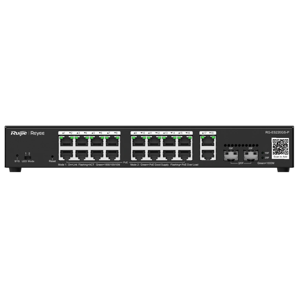 Комутатор 20 портів керований Ruijie Reyee RG-ES220GS-P POE
