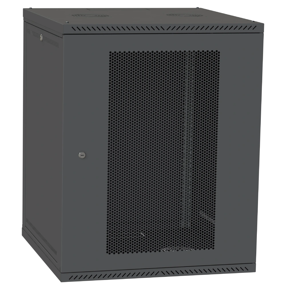 Шафа телекомунікаційна двері перф(чорна) IPCOM 15U 600x600