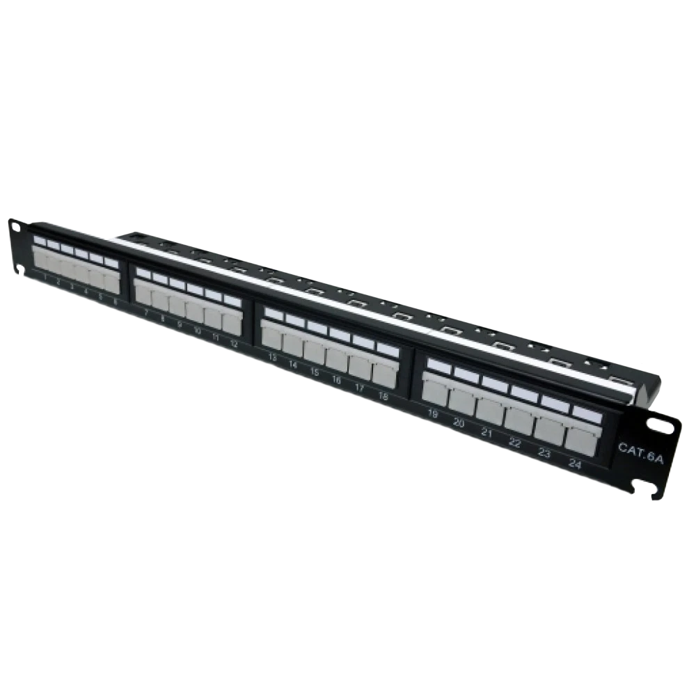 Патч-панель 19" 24xRJ-45 UTP, кат. 6a, із заднім організатором з пластиковими шторками, LW L&W ELECTRONICAL LW-PP74