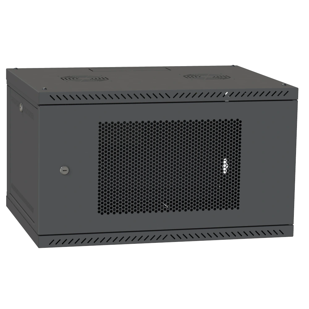 Шафа телекомунікаційна двері перф (RAL9005) IPCOM 4U 600x350