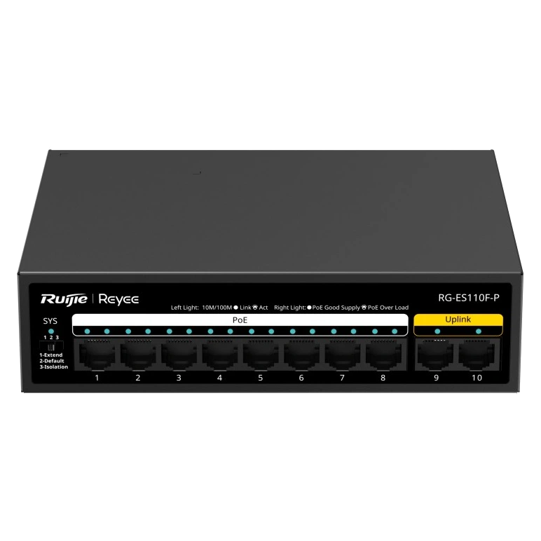 Комутатор 10 портів некерований Ruijie Reyee RG-ES110F-P PoE