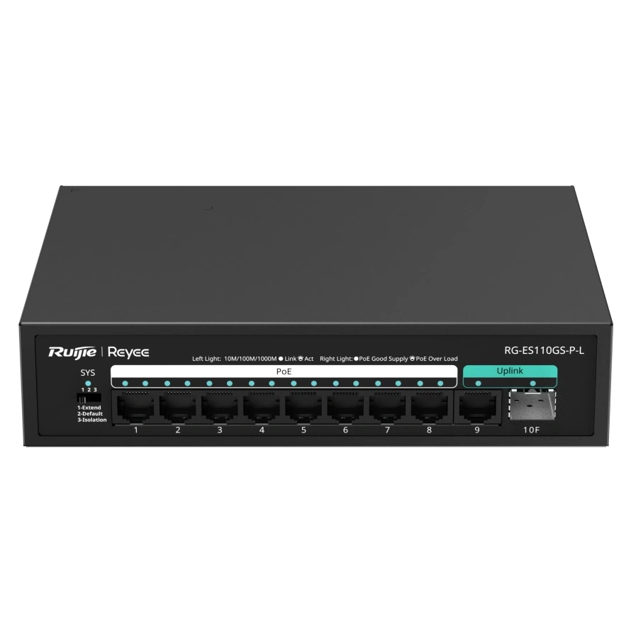 Комутатор 10 портів некерований Ruijie Reyee RG-ES110GS-P-L PoE