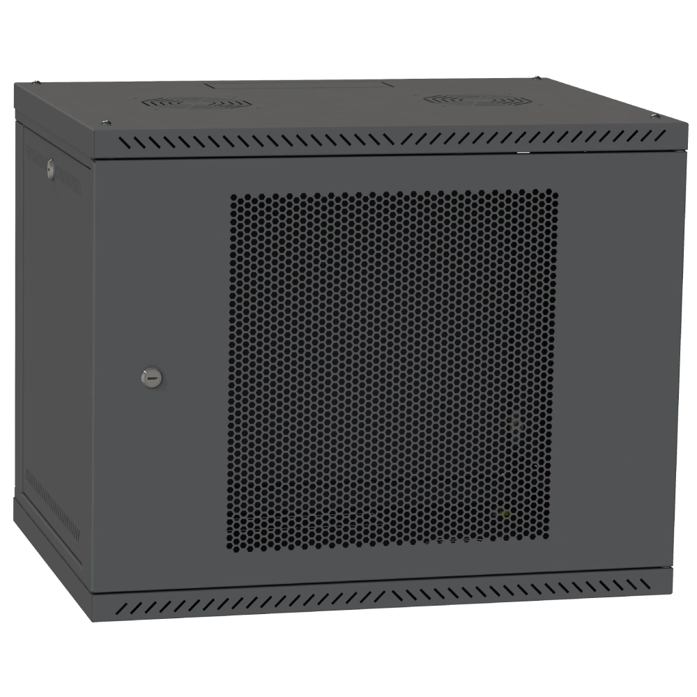 Шафа телекомунікаційна двері перф (чорна) IPCOM 9U 600x600