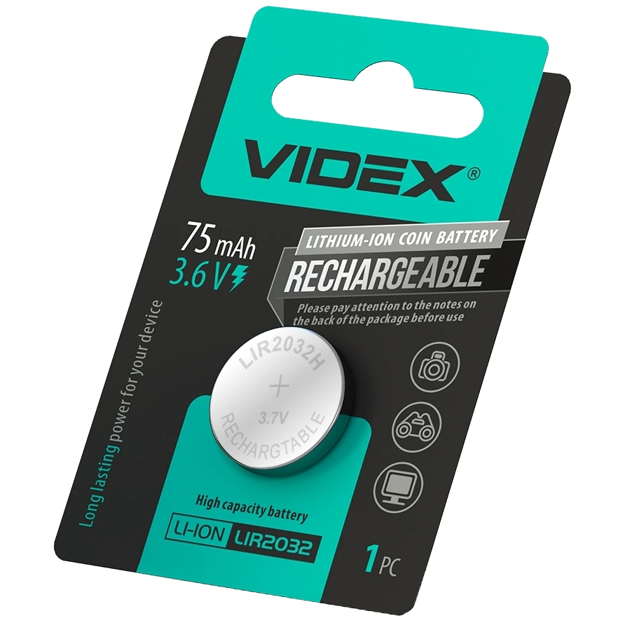 Акумулятор літієвий VIDEX LIR2032 BLISTER CARD
