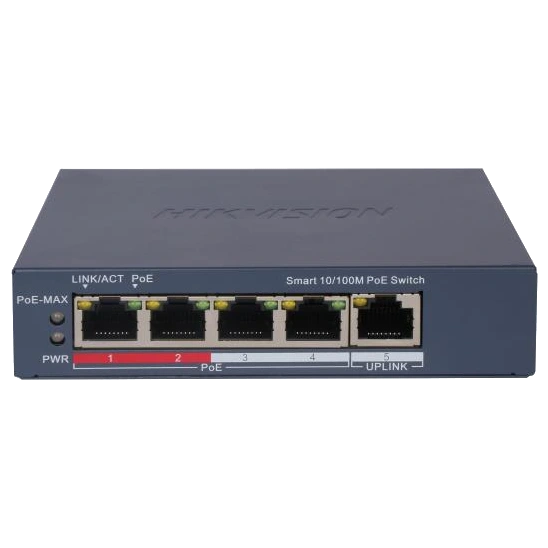 Комутатор 5 портів керований Hikvision DS-3E1105P-EI/V2 POE