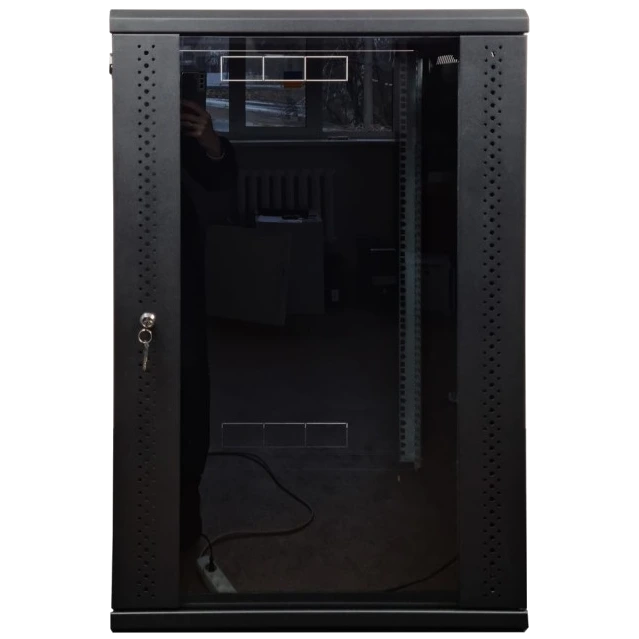 Шафа EServer 18U 600х500х907 скло, чорна