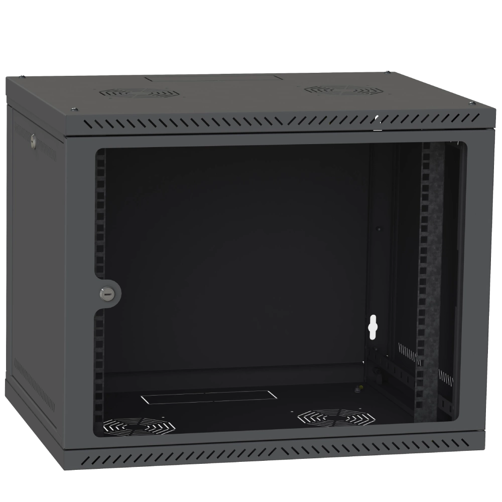Шафа телекомунікаційна двері скло (чорна) IPCOM 12U 600x600