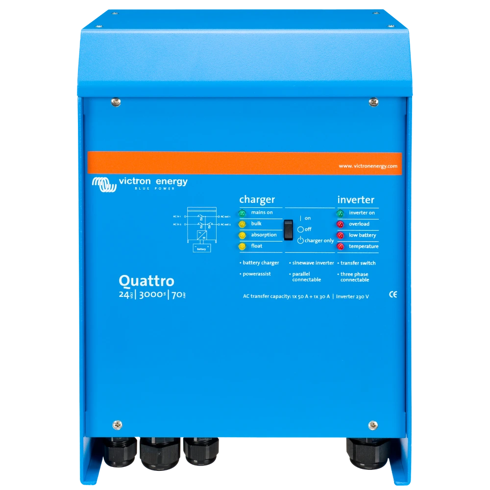 Інвертор Victron Energy VictronEnergy Quattro 24/3000/70-50/50 однофазний чиста сину