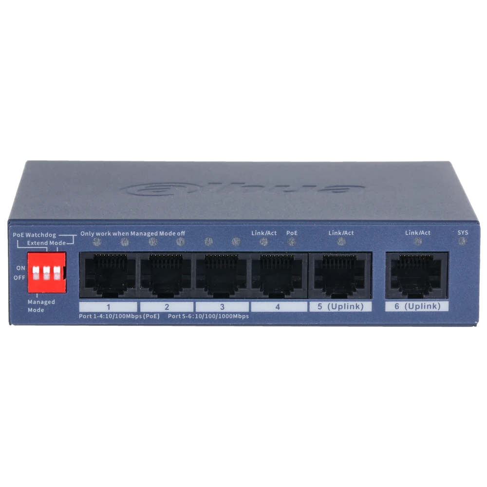 Комутатор 6 портів керований Dahua DH-CS4006-4ET2GT-36 PoE