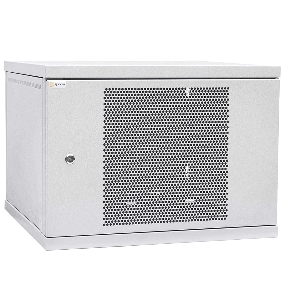 Шафа телекомунікаційна двері перфорація (сіра) IPCOM 12U 600x600