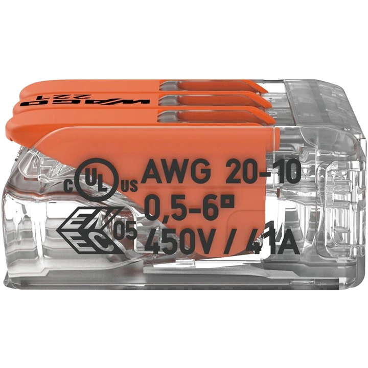 Клема Wago COMPACT 221-613 3 0,5-6 мм2 (41А)