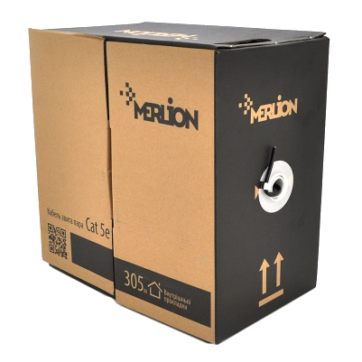 Кабель Merlion внутрішній КВП UTP (4*2*0.5) 4p 24 AWG CCA ПВХ (305м) білий