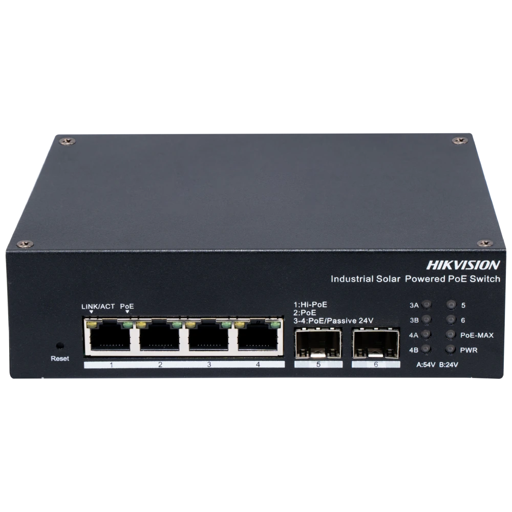 Комутатор 4 порти керований Hikvision DS-3T1506HP-EI-UPS PoE