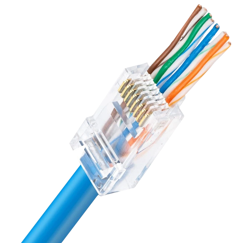Конектор UTP RJ45 кат. 5e зі наскрізними отворами 100 шт