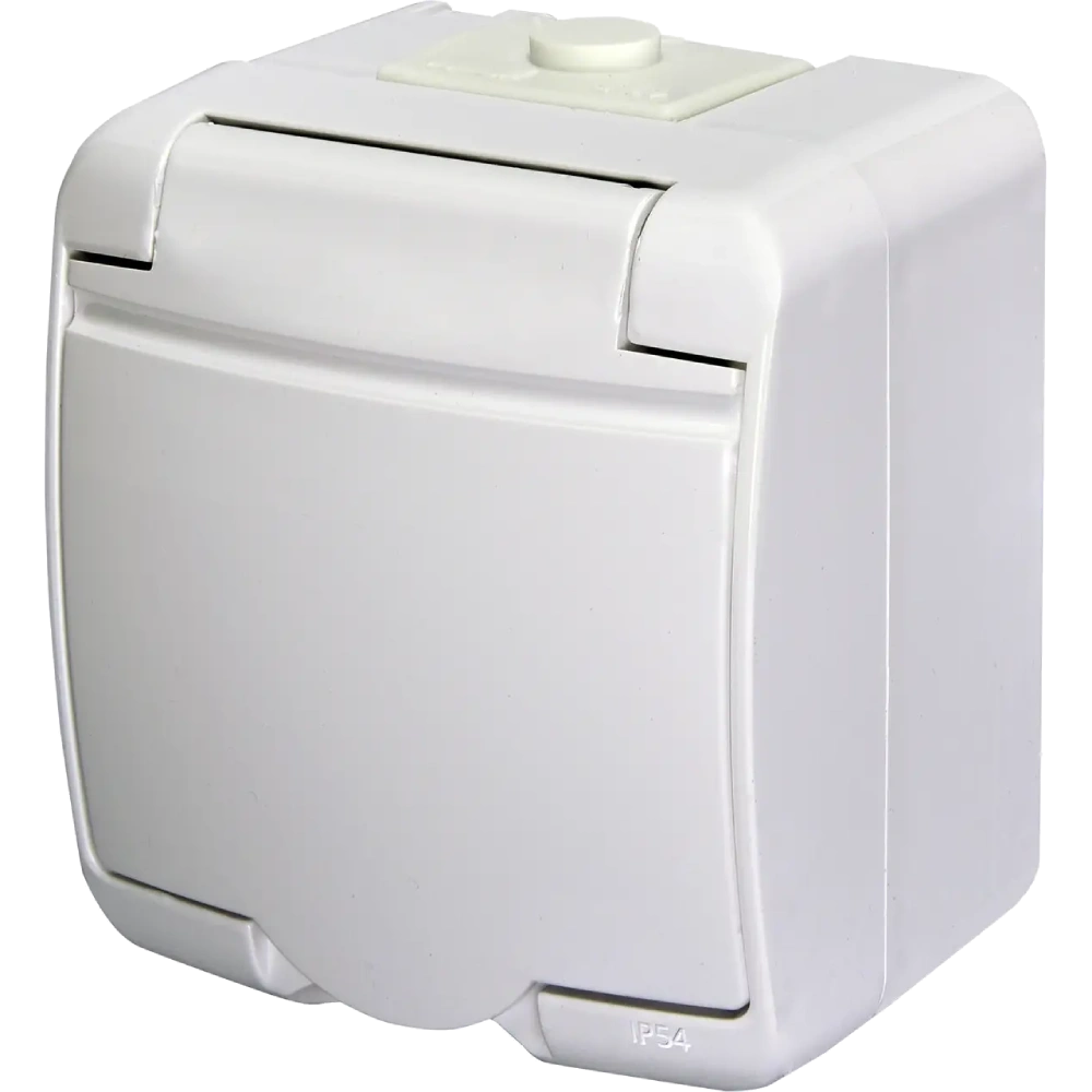 Розетка 1-на з з/к Schuko RHE-1s (біла/біла кришка, IP54) ETI