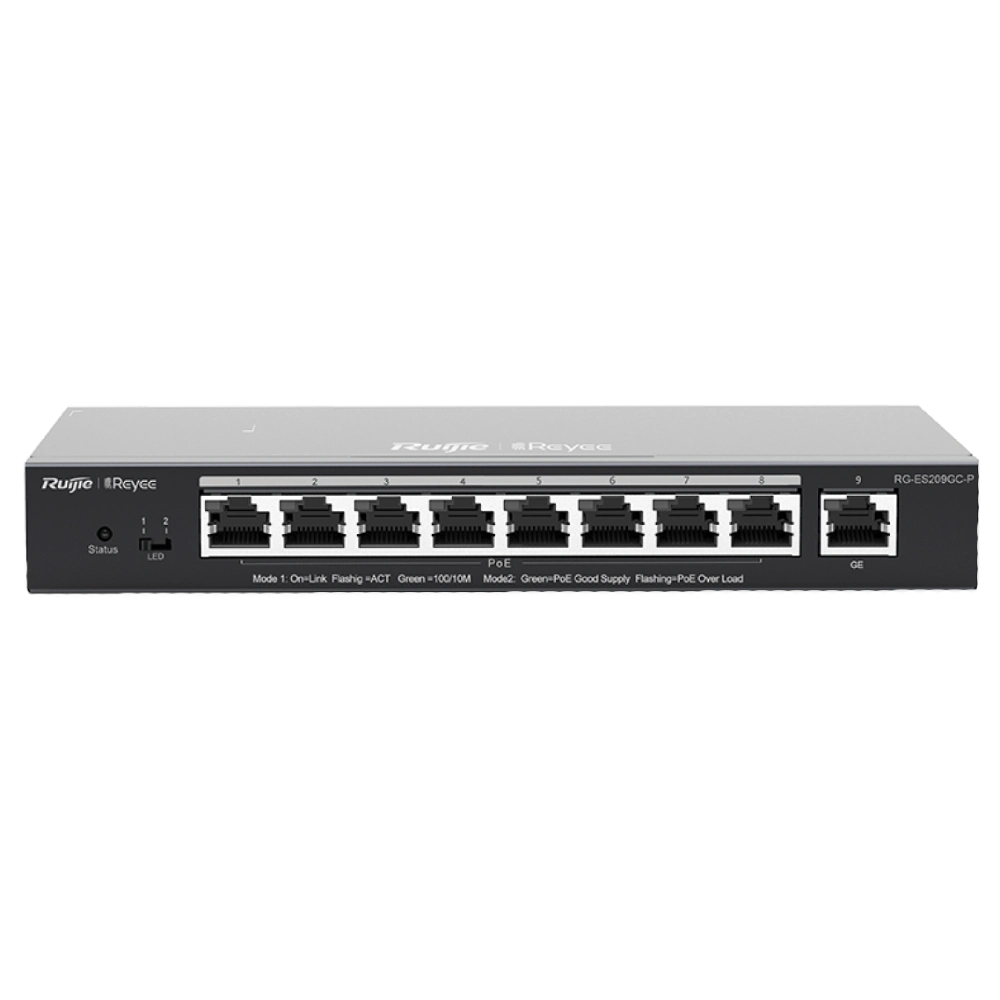 Комутатор 9 портів керований Ruijie RG-ES209GC-P POE