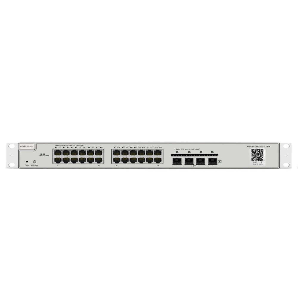 Комутатор 24 порти керований Ruijie RG-NBS3200-24GT4XS-P L2+ 10G POE