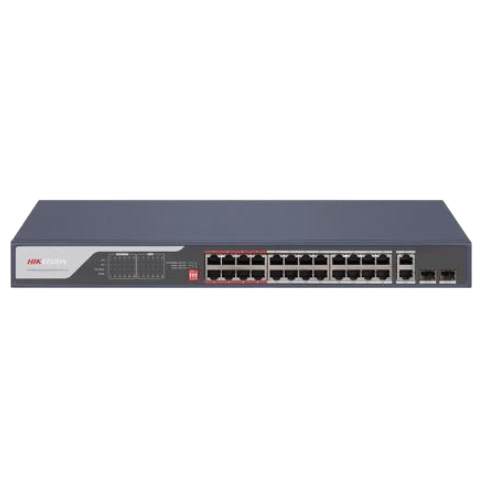 Комутатор 28 портів некерований Hikvision DS-3E0326P-E(C) PoE