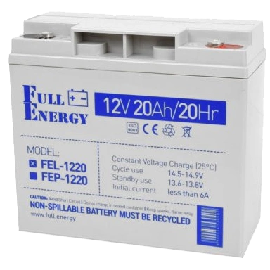 Свинцево-кислотна акумуляторна батарея Full Energy FEL-1220 20А•г 12В гелева