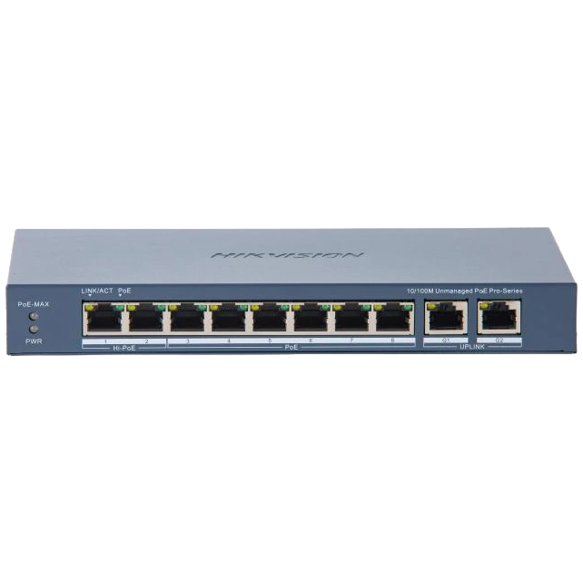 Комутатор 10 портів некерований Hikvision DS-3E0310HP-E(C) POE