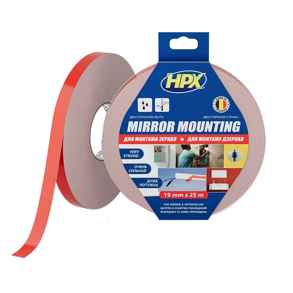 Стрічка двохстороння спінена для дзеркал HPX DS1905 MIRROR MOUNTING 19мм х 25м