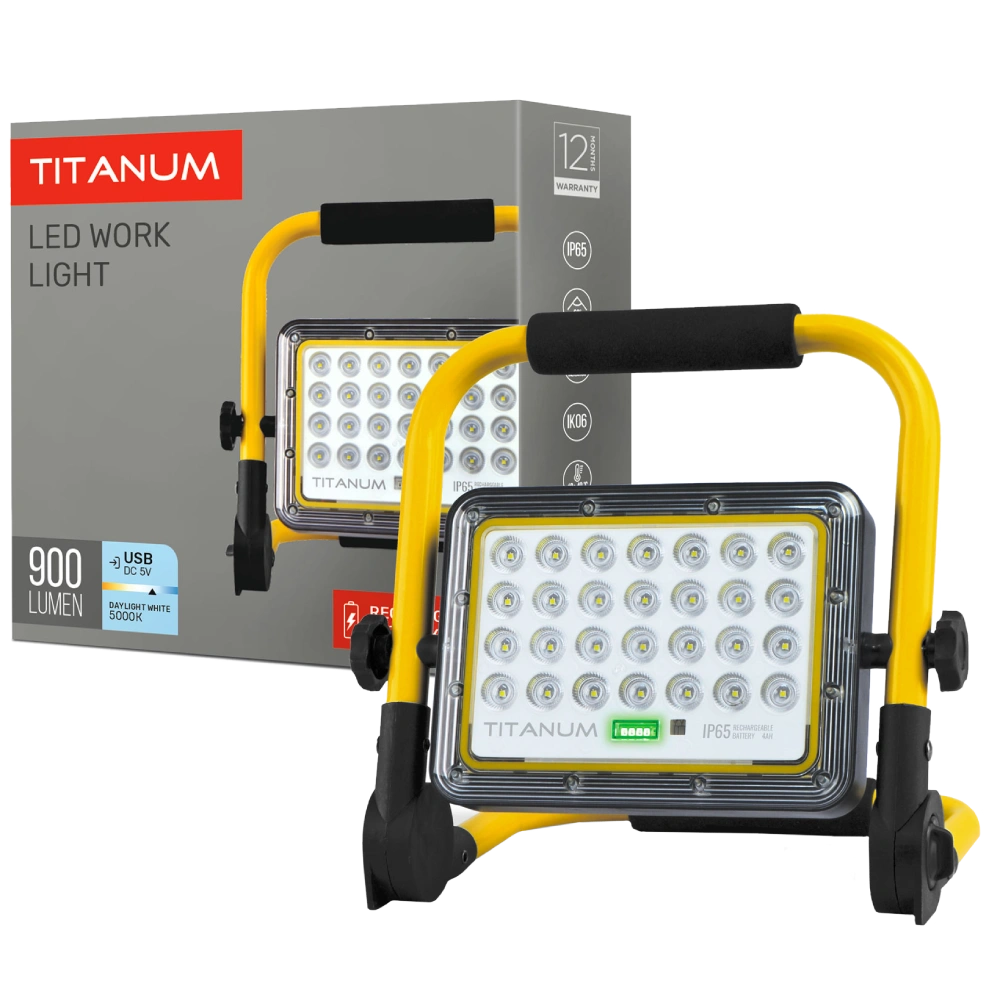 LED прожектор акумуляторний IP65 20W 900Lm 5000K TITANUM TL-FA-105