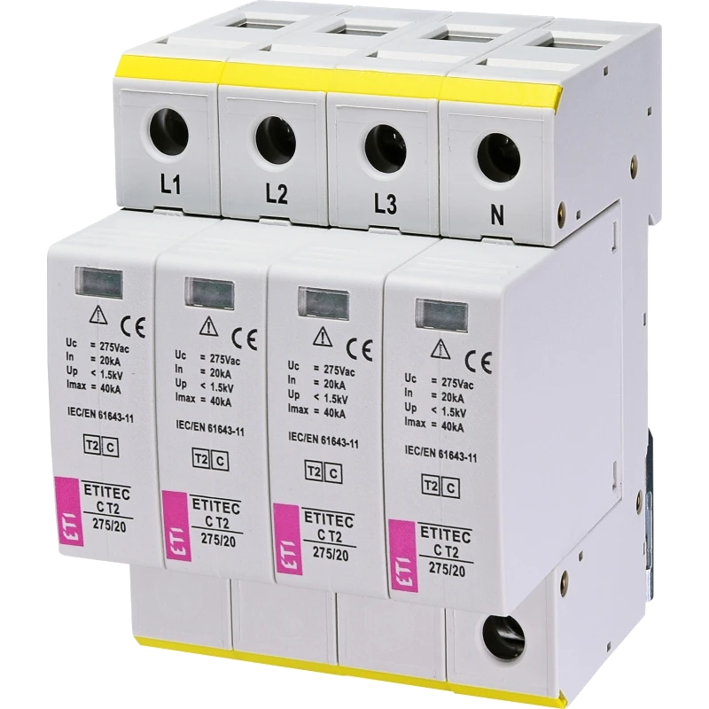 Обмежувач перенапруги ETI TEC C T2 275/20 (4+0) 4p