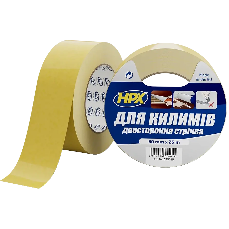 Стрічка двохстороння для фіксації килимків HPX CT5025 CARPET TAPE 50мм х 25м