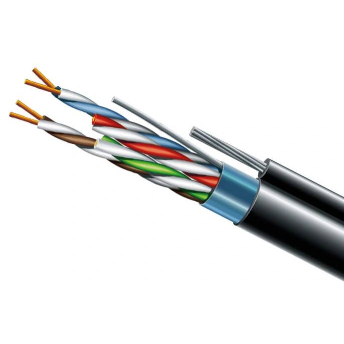 Кабель вита пара ЗЗКМ (FTP мідь вуличний із тросом) Cat. 5e F/UTP PE 4х2х24 AWG + S. M. трос (к)(72113) бухта 50