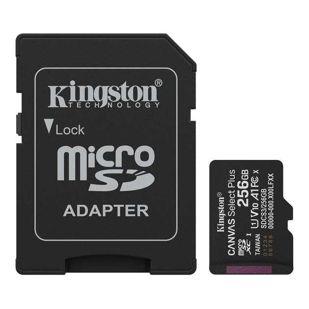 Карта пам'яті SanDisk Kingston microSD 256GB C10 UHS-I A1 V10 R150MB/s + SD