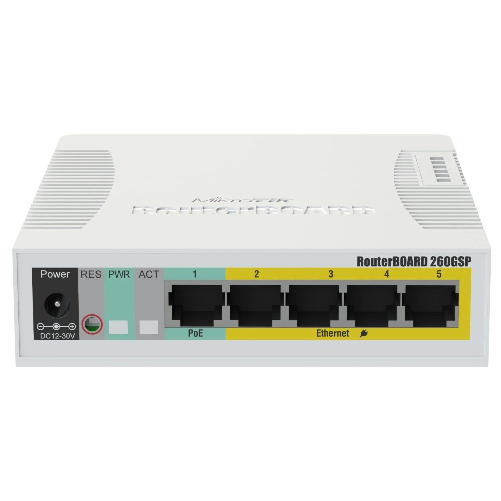 Комутатор 5 портів керований MikroTik RB260GSP (CSS106-1G-4P-1S) PoE